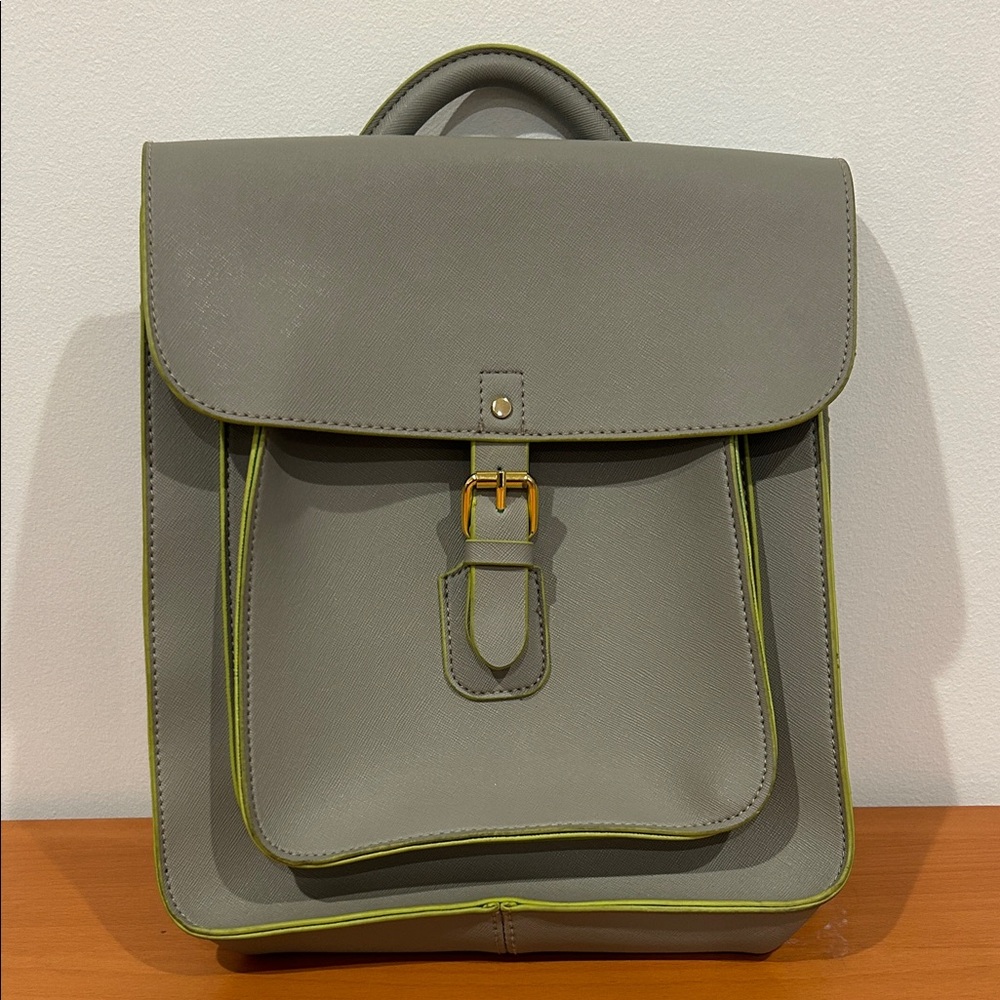 Gray Backpack with Green Trim by Indigo
